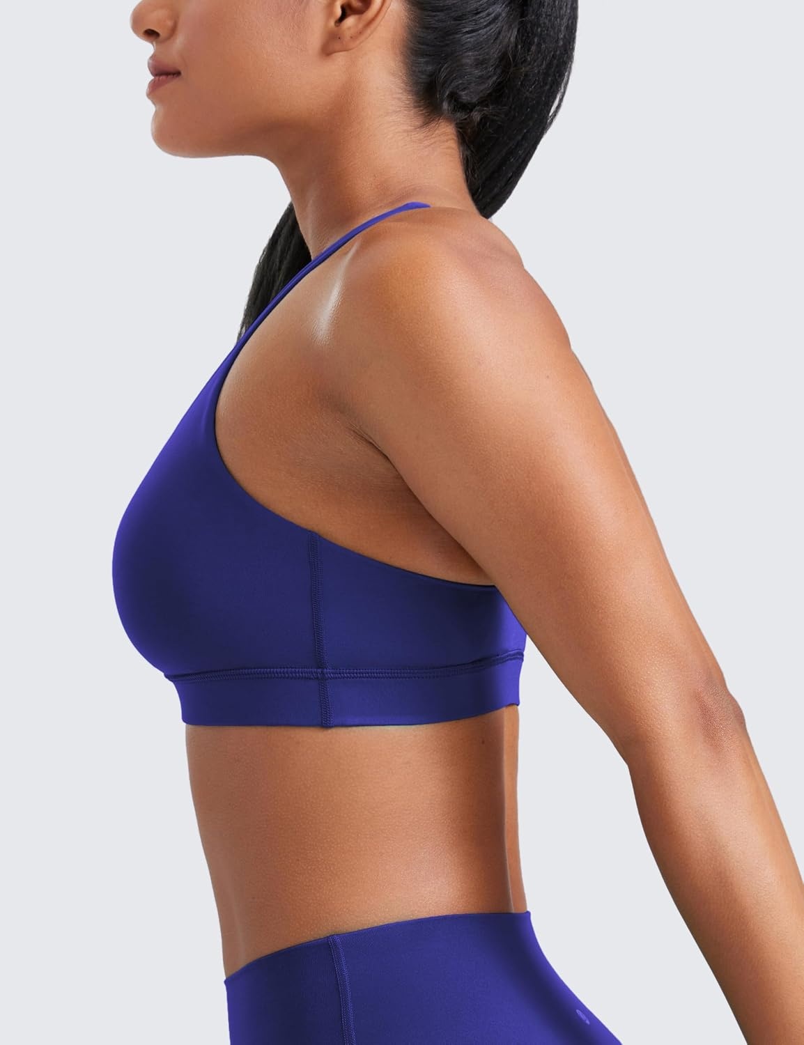 image:imageCRZ YOGA Naked Feeling Strappy Padded Sports Bras for Women Fitness Workout Top Criss Cross Back Yoga CamiLarkspur Blue