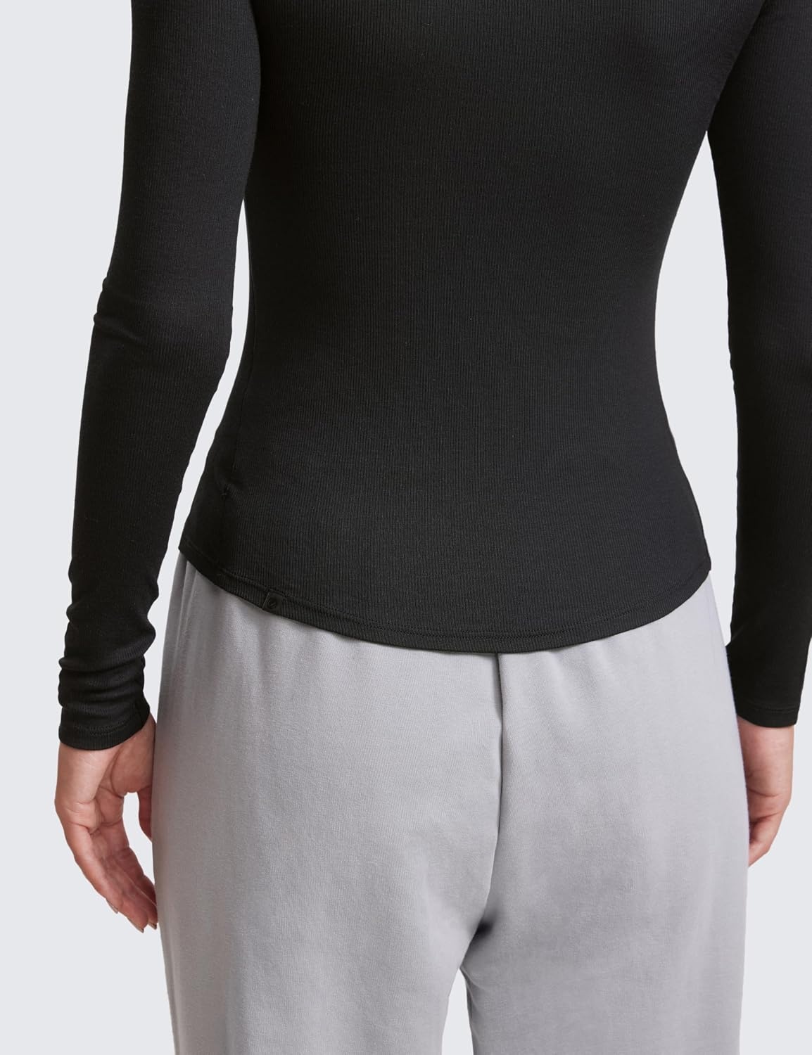 image:imageCRZ YOGA Ribbed Modal Henley Shirts for Women Comfort Casual Knit Long Sleeve Tops Soft Stretchy Basic Fitted LayeringBlack