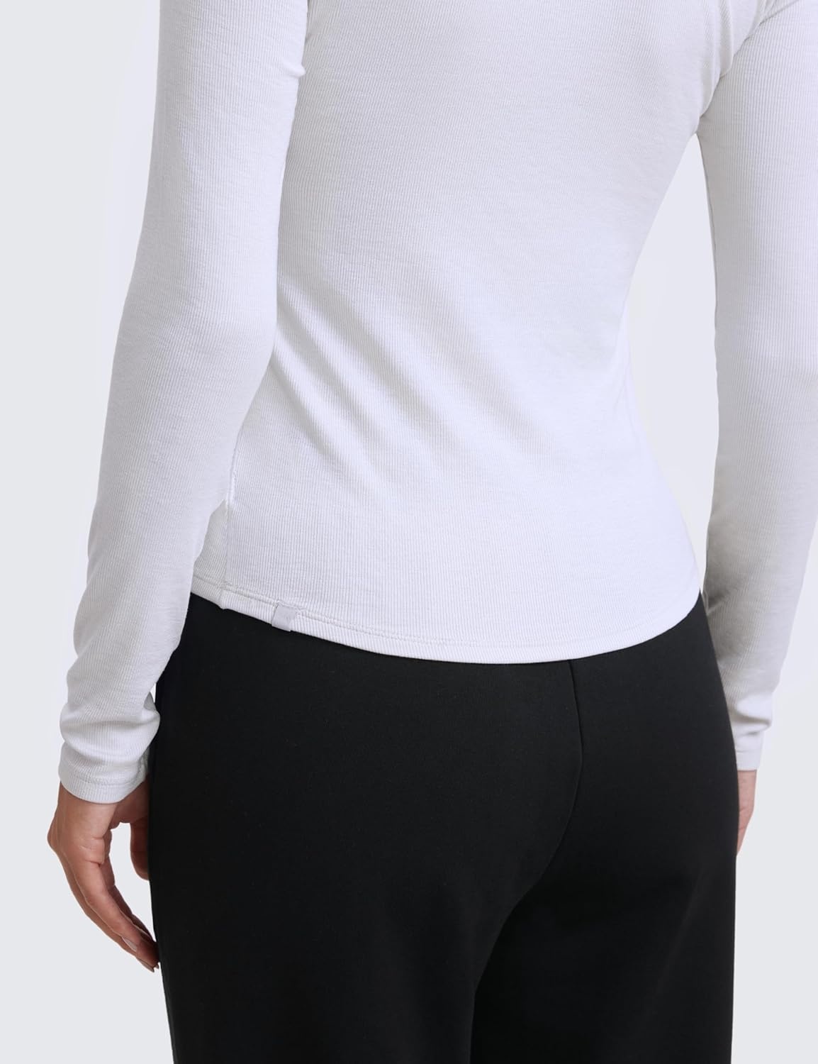 image:imageCRZ YOGA Ribbed Modal Henley Shirts for Women Comfort Casual Knit Long Sleeve Tops Soft Stretchy Basic Fitted LayeringWhite