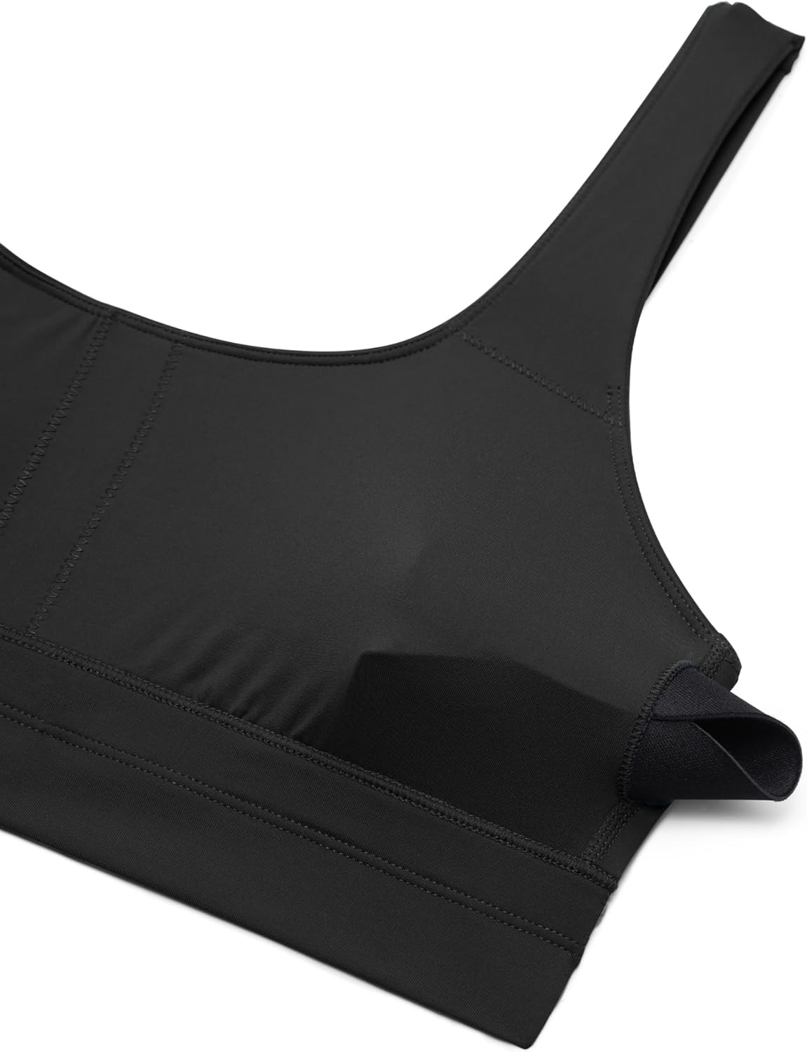 image:imageCRZ YOGA Scoop Neck Longline Bikini Tops for Women Padded Wide Straps Modest Swimsuit Bathing Suit Sports BraBlack