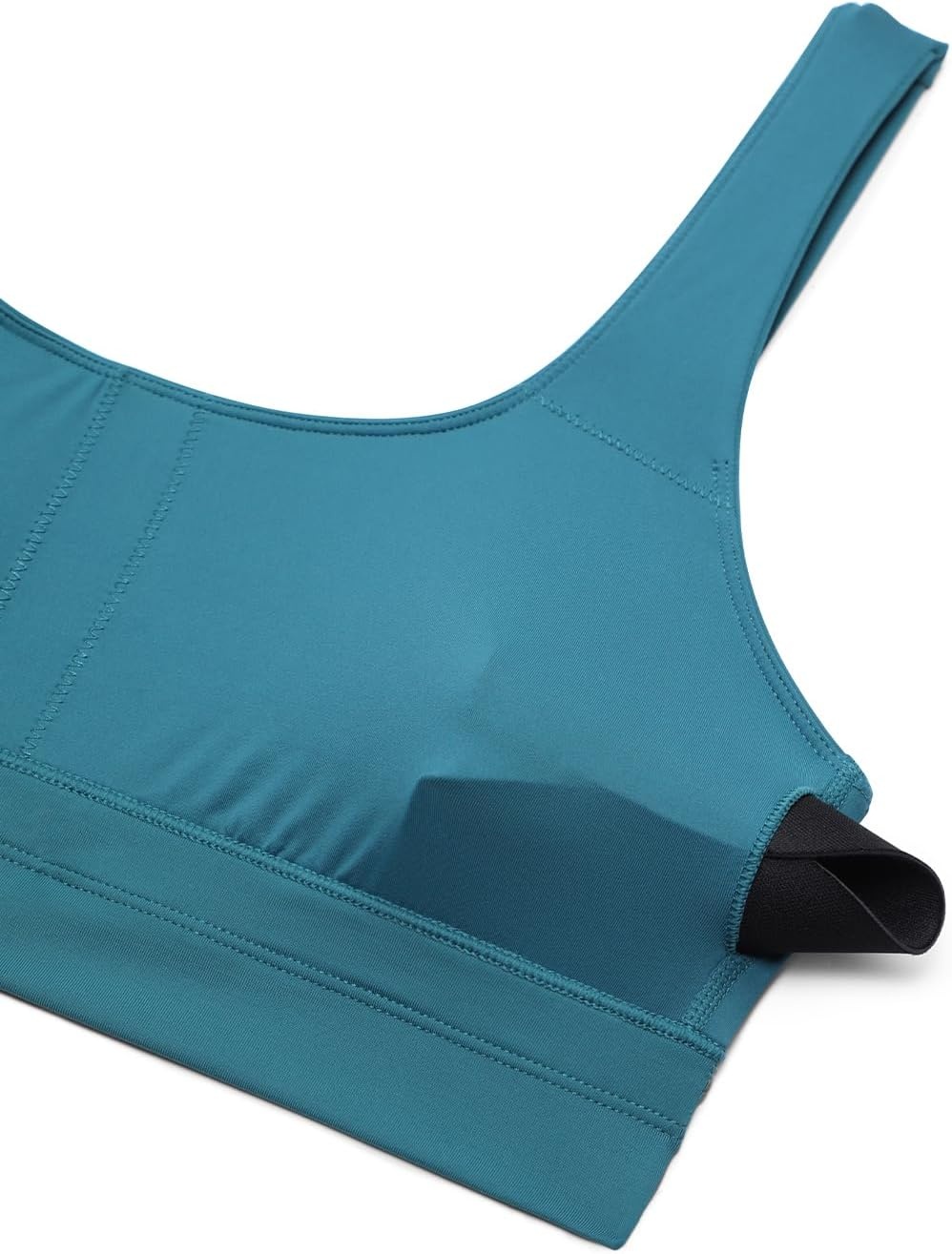 image:imageCRZ YOGA Scoop Neck Longline Bikini Tops for Women Padded Wide Straps Modest Swimsuit Bathing Suit Sports BraSapphire Blue