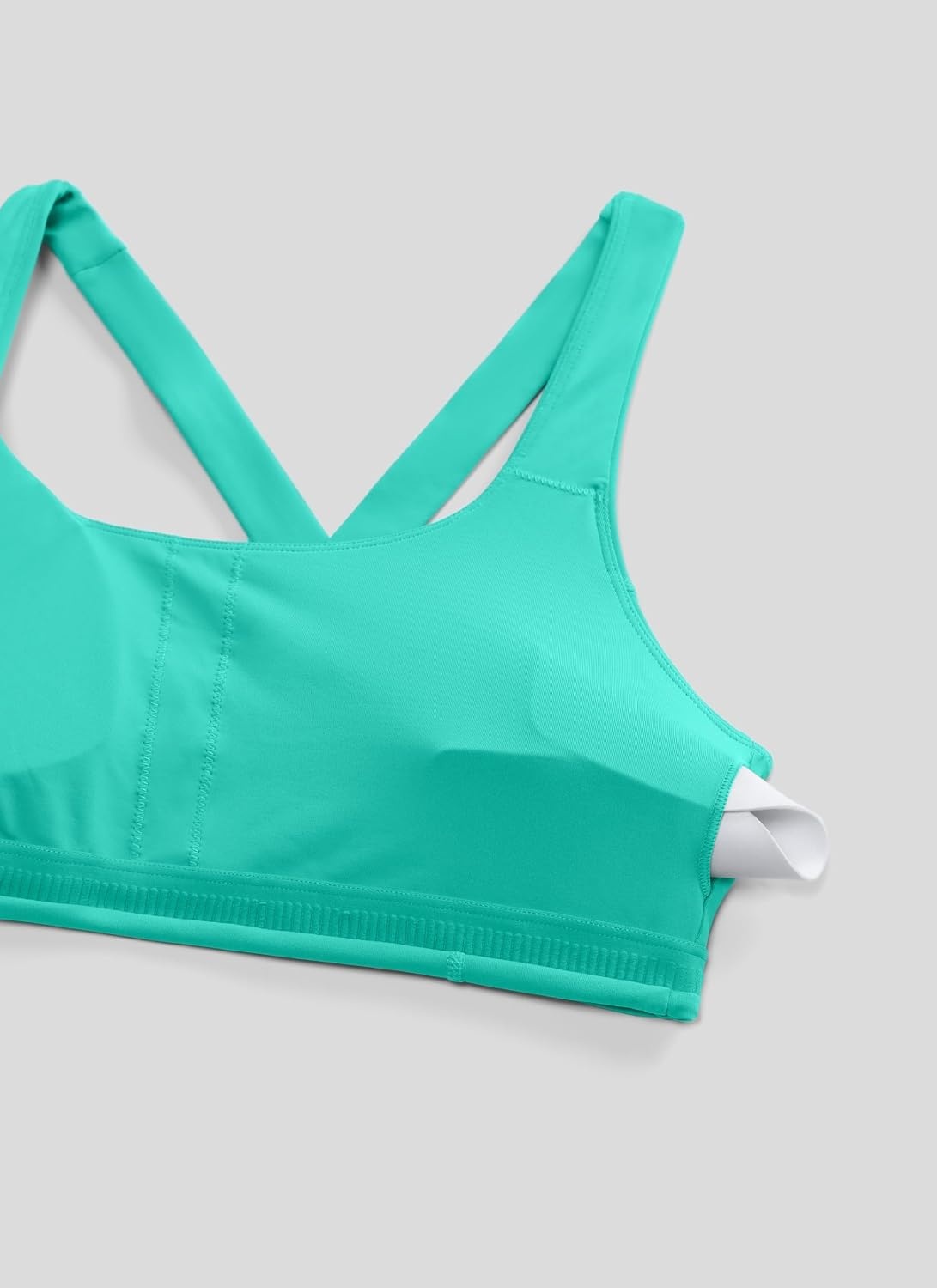 image:imageCRZ YOGA SculptAir Wide Straps Cross Back Sports Bras for Women U Neck Medium Impact Wireless Padded Workout TopAtlantis Green