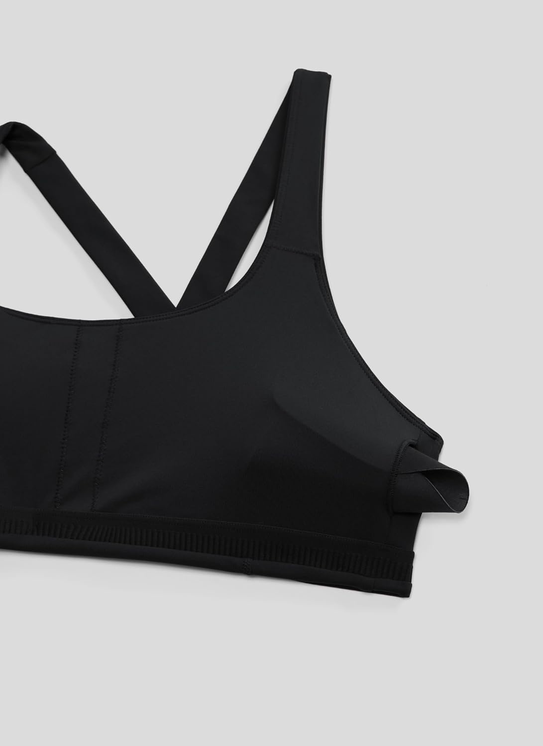 image:imageCRZ YOGA SculptAir Wide Straps Cross Back Sports Bras for Women U Neck Medium Impact Wireless Padded Workout TopBlack