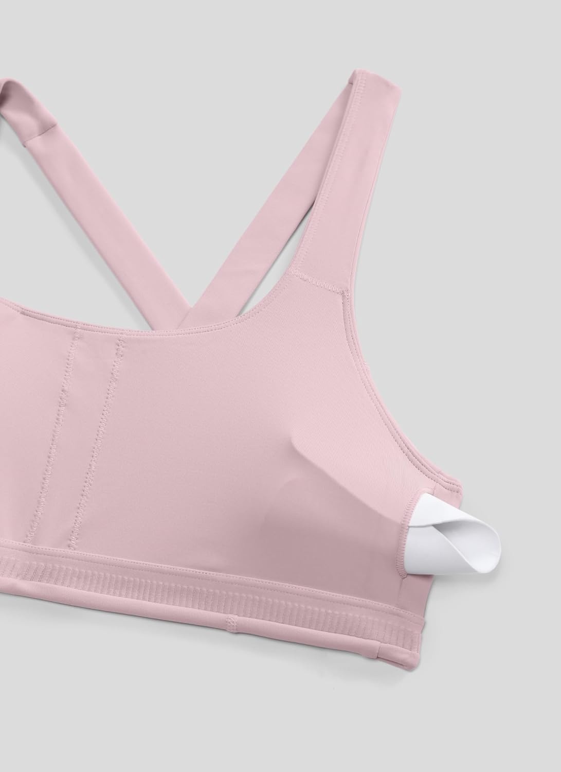 image:imageCRZ YOGA SculptAir Wide Straps Cross Back Sports Bras for Women U Neck Medium Impact Wireless Padded Workout TopPink Haze