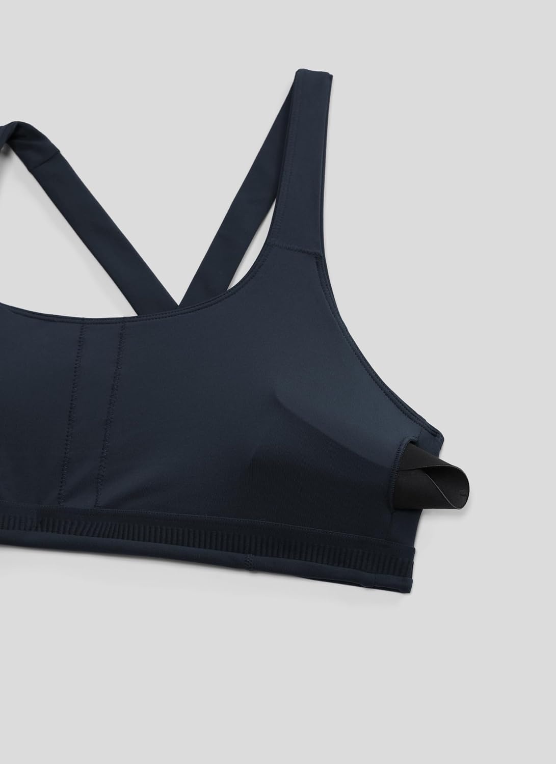image:imageCRZ YOGA SculptAir Wide Straps Cross Back Sports Bras for Women U Neck Medium Impact Wireless Padded Workout TopTrue Navy