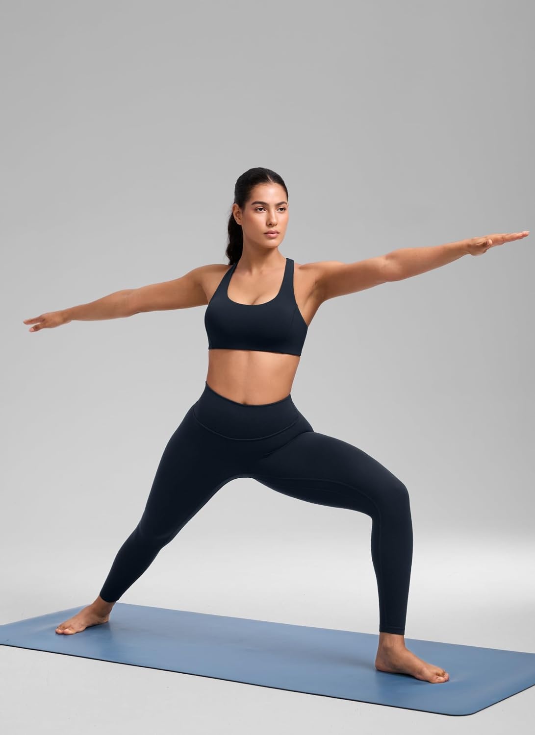 image:imageCRZ YOGA SculptAir Wide Straps Cross Back Sports Bras for Women U Neck Medium Impact Wireless Padded Workout TopTrue Navy