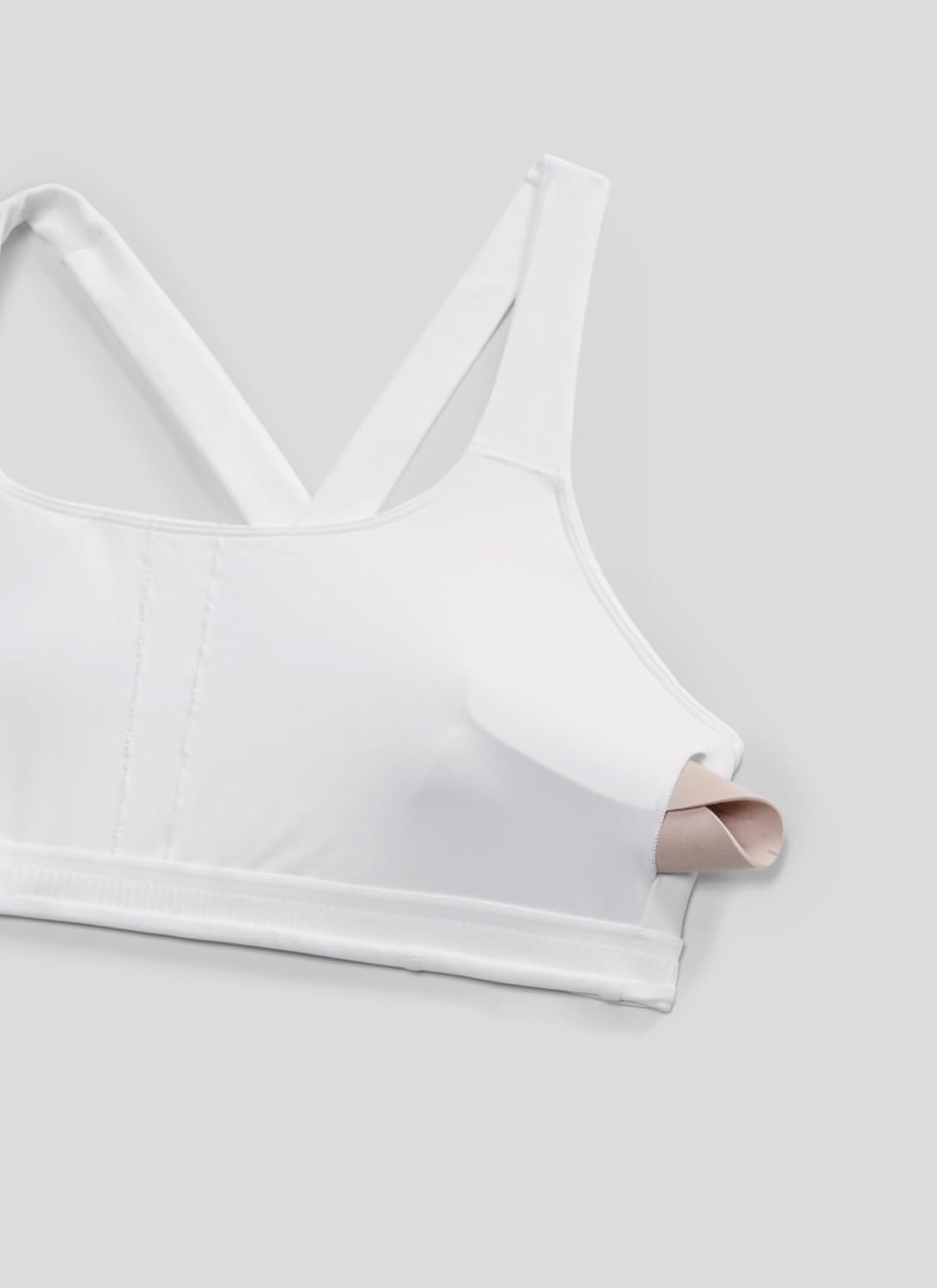 image:imageCRZ YOGA SculptAir Wide Straps Cross Back Sports Bras for Women U Neck Medium Impact Wireless Padded Workout TopWhite