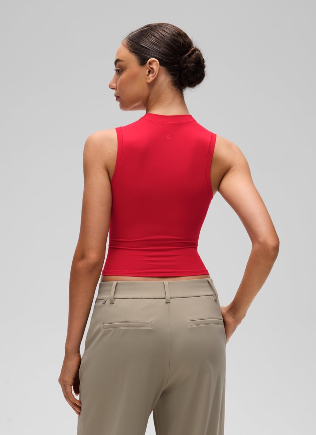 image:imageCRZ YOGA Softembrace Crop High Neck Tank Tops for Women Soft Going Out Casual Crewneck Basic Tight Summer Sleeveless ShirtsAurora Red
