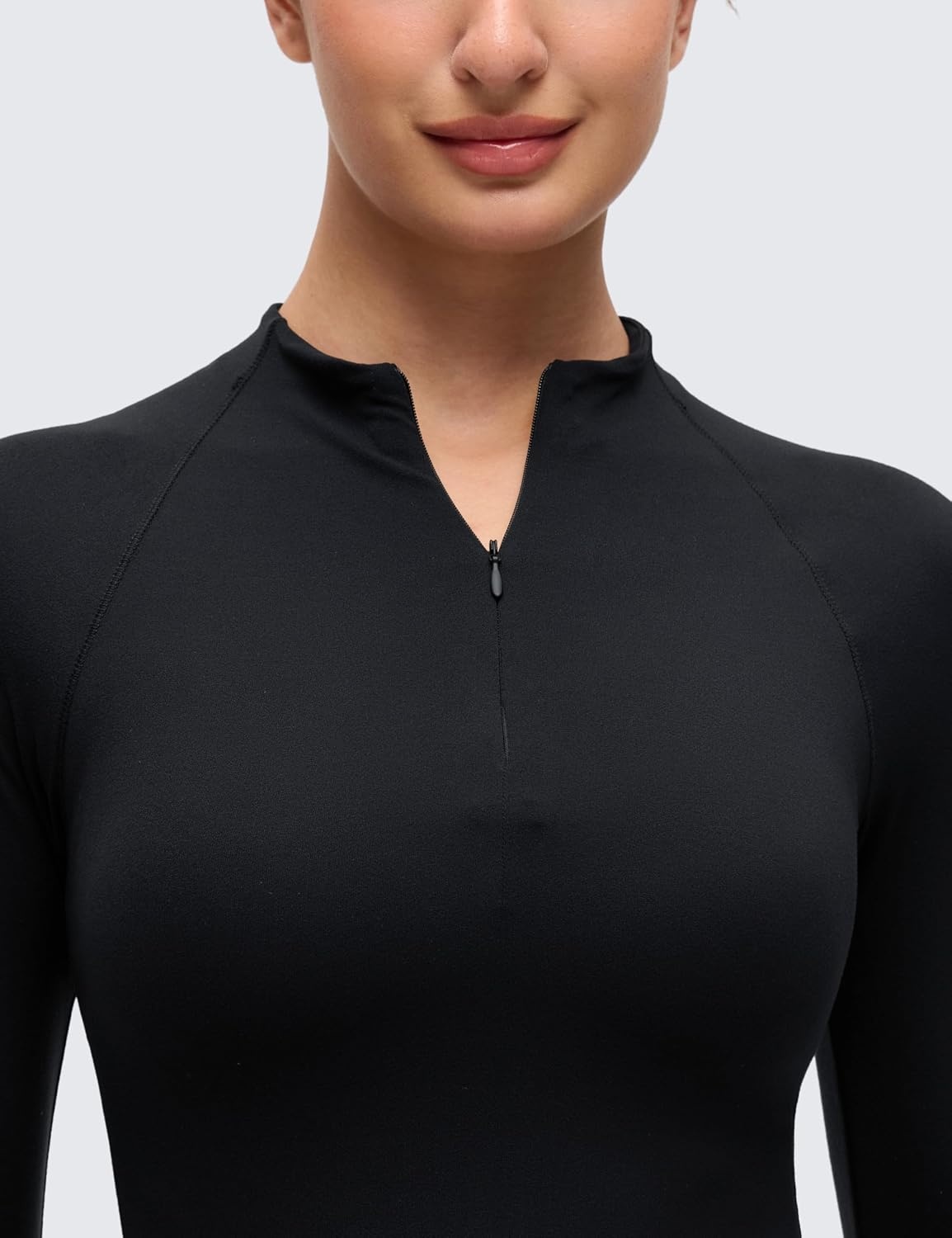image:imageCRZ YOGA Softembrace Half Zip Long Sleeve Shirts for Women Casual Going Out Tops Soft Quarter Zipper Tees with Thumb HolesBlack