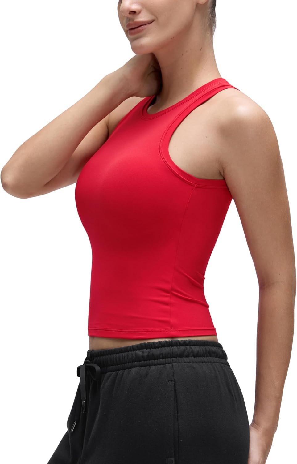 image:imageCRZ YOGA Softembrace High Neck Tank Tops for Women Casual Going Out Soft Double Lined Basic Summer Sleeveless ShirtsAurora Red