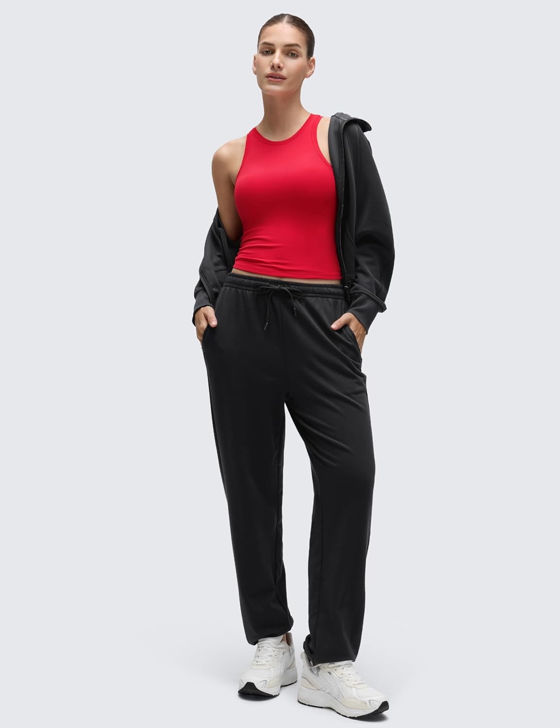 image:imageCRZ YOGA Softembrace High Neck Tank Tops for Women Casual Going Out Soft Double Lined Basic Summer Sleeveless ShirtsAurora Red