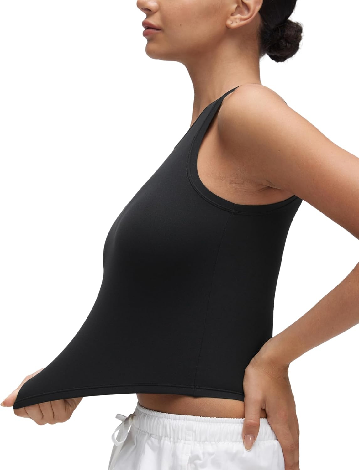 image:imageCRZ YOGA Softembrace High Neck Tank Tops for Women Casual Going Out Soft Double Lined Basic Summer Sleeveless ShirtsBlack