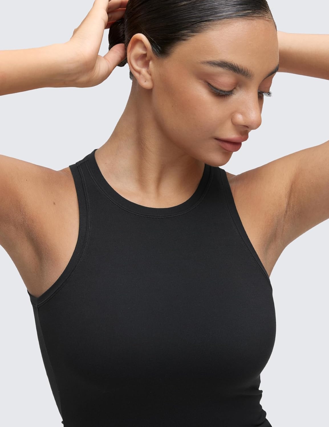 image:imageCRZ YOGA Softembrace High Neck Tank Tops for Women Casual Going Out Soft Double Lined Basic Summer Sleeveless ShirtsBlack