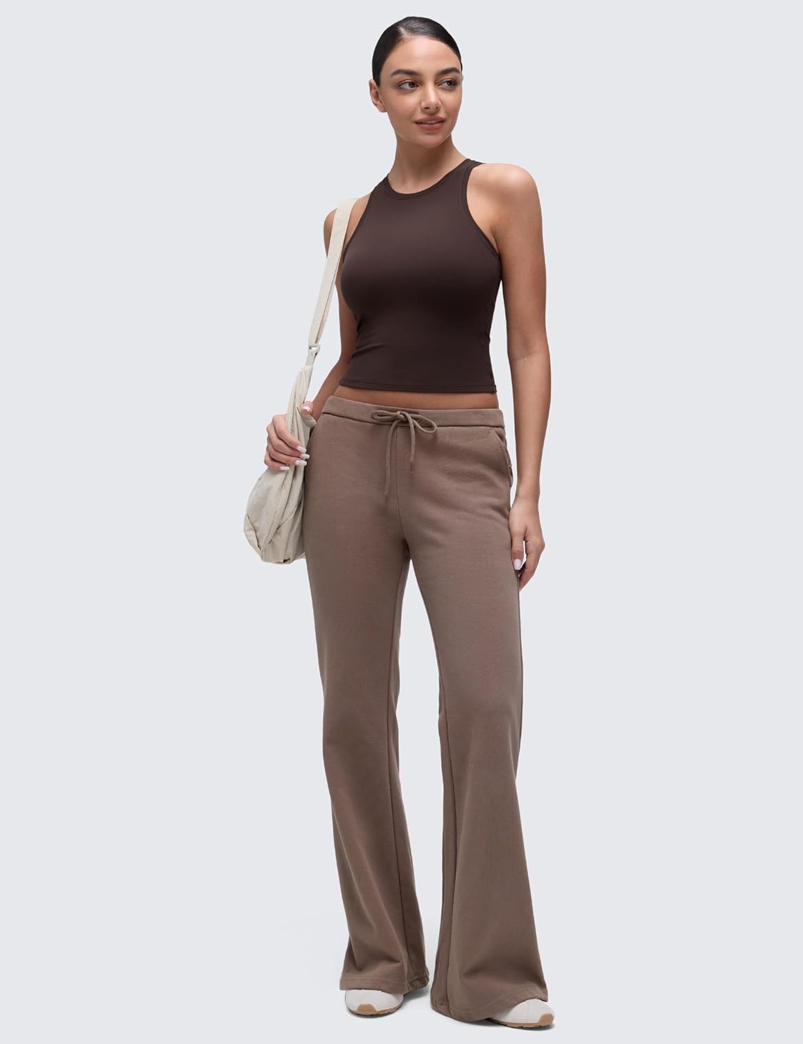 image:imageCRZ YOGA Softembrace High Neck Tank Tops for Women Casual Going Out Soft Double Lined Basic Summer Sleeveless ShirtsHot Fudge Brown