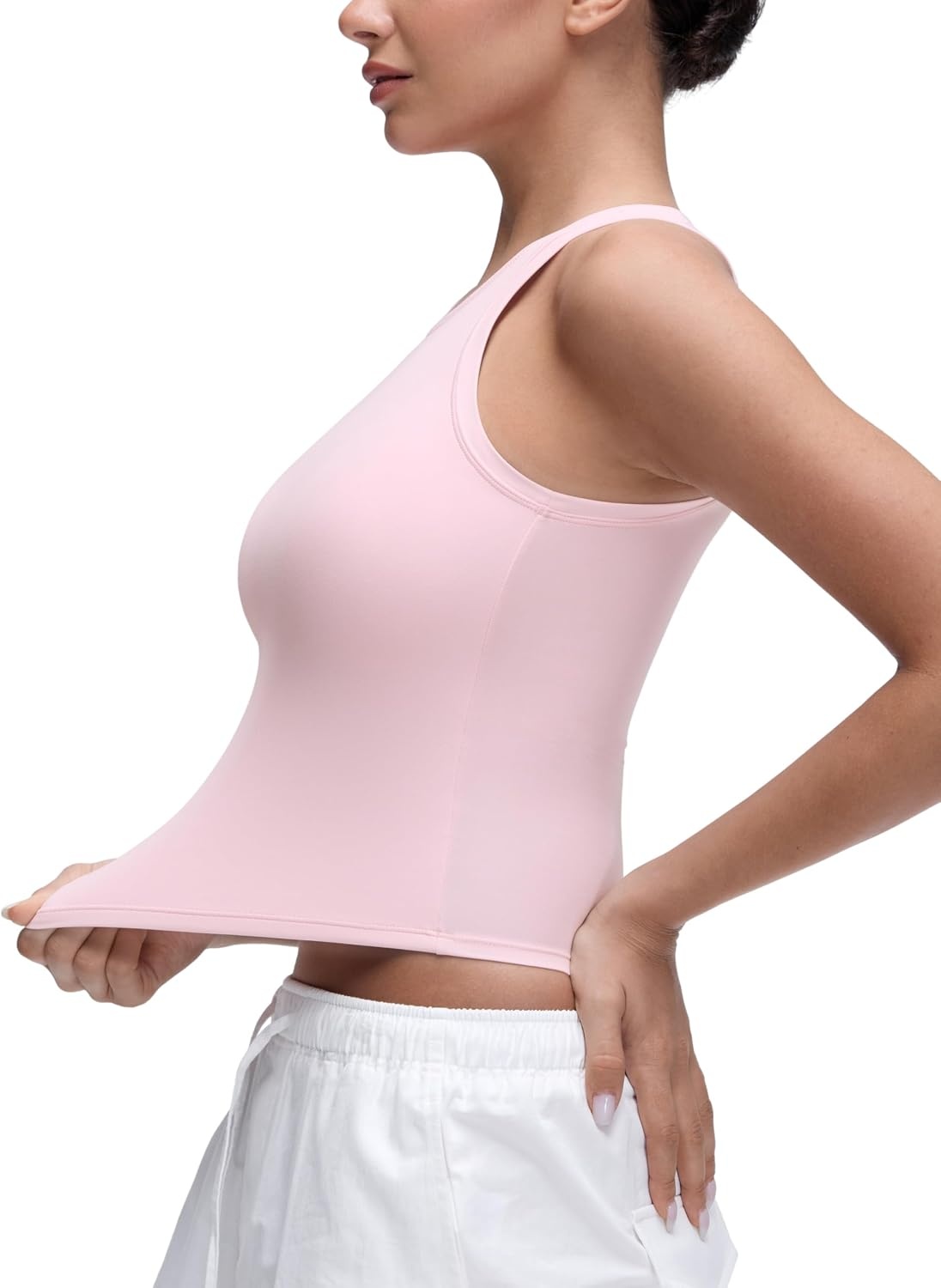 image:imageCRZ YOGA Softembrace High Neck Tank Tops for Women Casual Going Out Soft Double Lined Basic Summer Sleeveless ShirtsStrawberry Pink