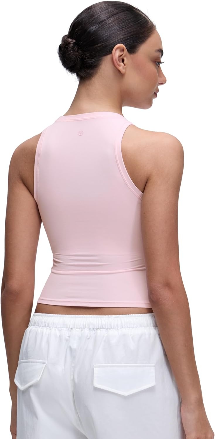 image:imageCRZ YOGA Softembrace High Neck Tank Tops for Women Casual Going Out Soft Double Lined Basic Summer Sleeveless ShirtsStrawberry Pink