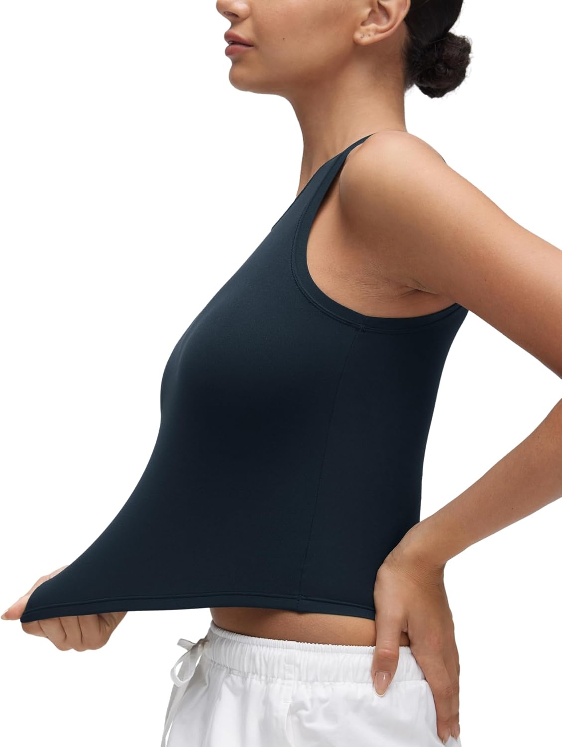 image:imageCRZ YOGA Softembrace High Neck Tank Tops for Women Casual Going Out Soft Double Lined Basic Summer Sleeveless ShirtsTrue Navy
