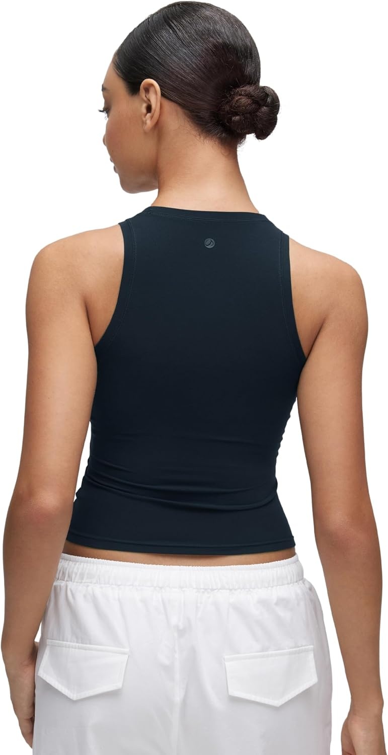 image:imageCRZ YOGA Softembrace High Neck Tank Tops for Women Casual Going Out Soft Double Lined Basic Summer Sleeveless ShirtsTrue Navy