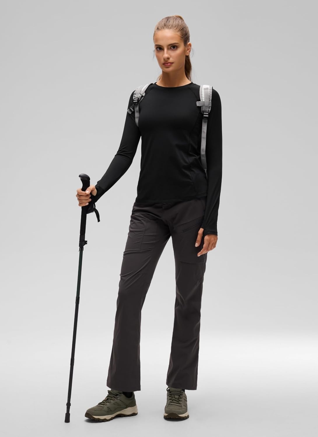 image:imageCRZ YOGA Sun Shirt Long Sleeve for Women UPF 50 Hiking Workout Tops Lightweight Quick Dry Rash Guard with Thumb HoleBlack