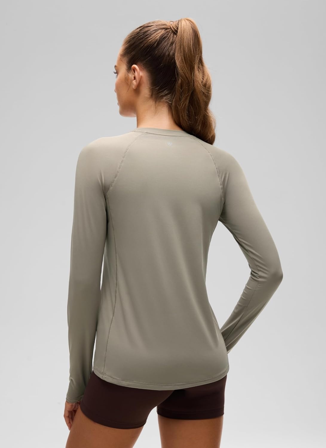 image:imageCRZ YOGA Sun Shirt Long Sleeve for Women UPF 50 Hiking Workout Tops Lightweight Quick Dry Rash Guard with Thumb HoleWarm Ash Grey