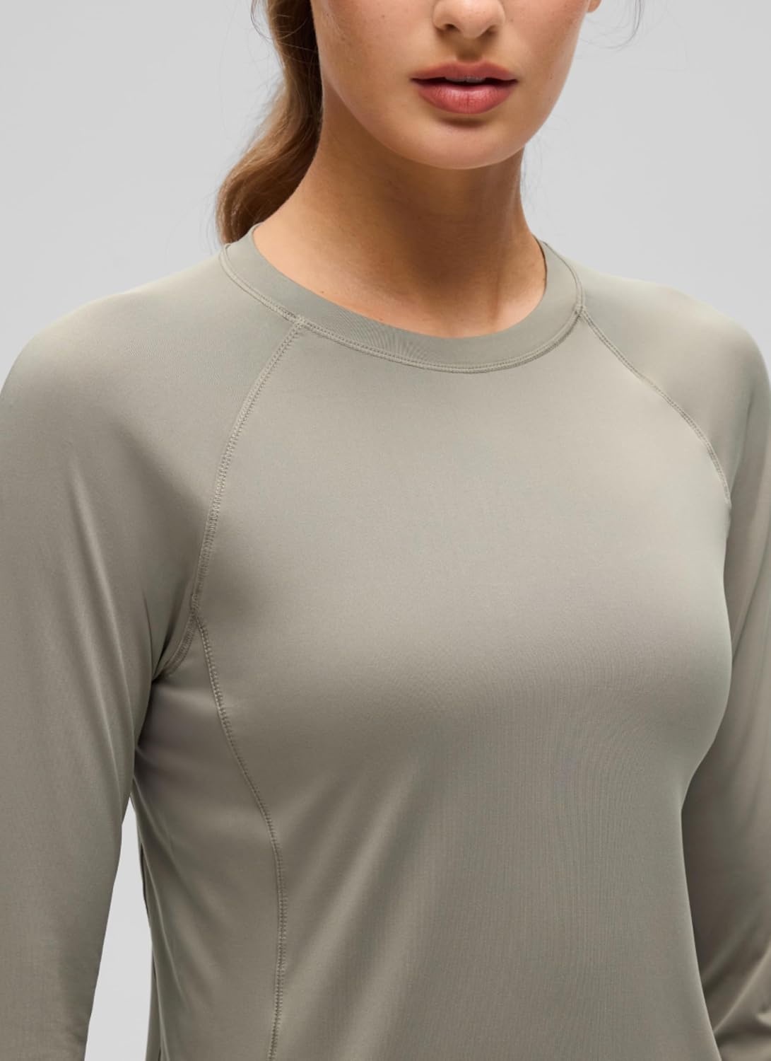 image:imageCRZ YOGA Sun Shirt Long Sleeve for Women UPF 50 Hiking Workout Tops Lightweight Quick Dry Rash Guard with Thumb HoleWarm Ash Grey