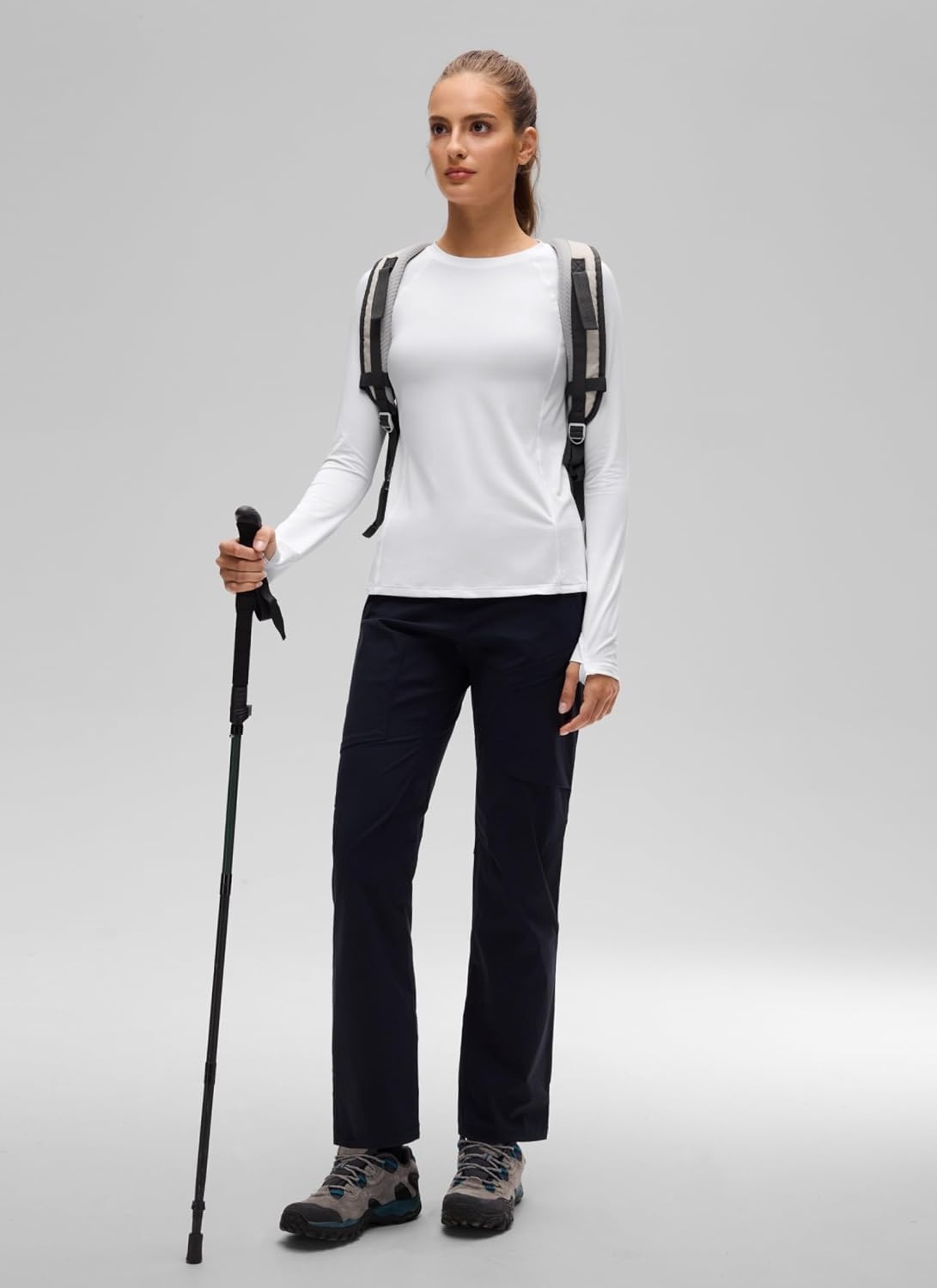 image:imageCRZ YOGA Sun Shirt Long Sleeve for Women UPF 50 Hiking Workout Tops Lightweight Quick Dry Rash Guard with Thumb HoleWhite