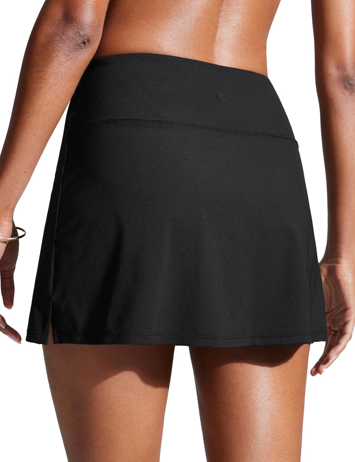 image:imageCRZ YOGA Womens High Waisted Swim Skirt A Line Swimsuit Skorts Side Slit Bathing Suit Bikini Bottoms with Built in BriefsBlack