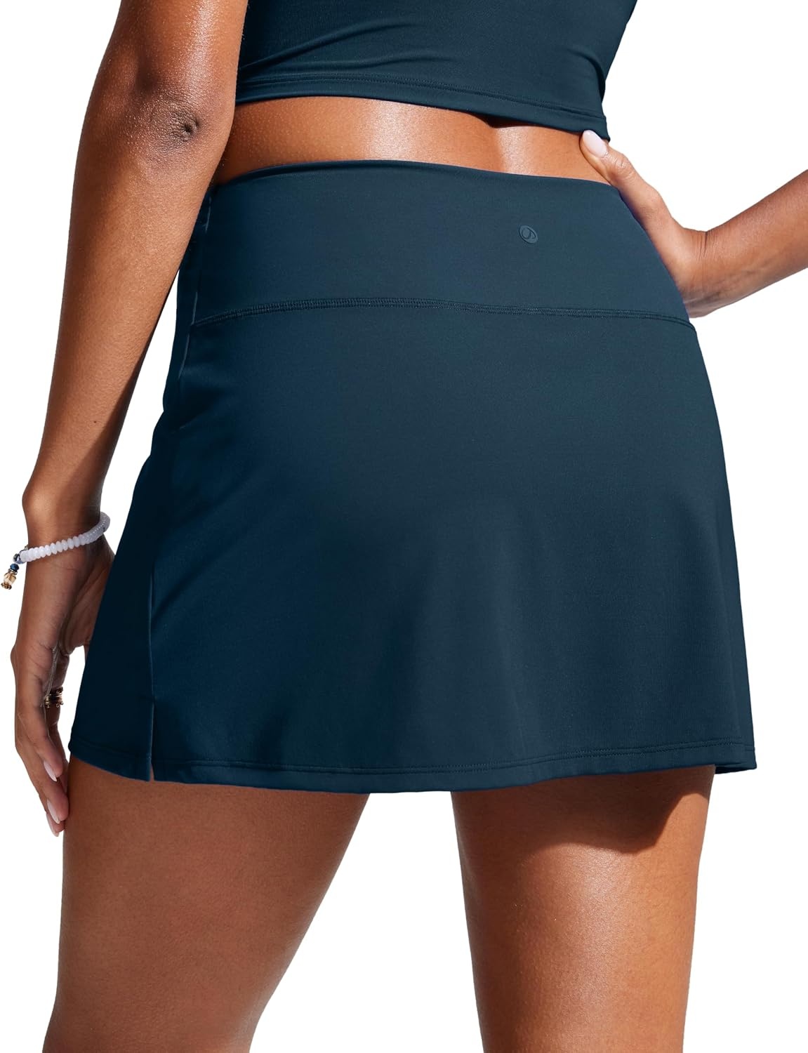 image:imageCRZ YOGA Womens High Waisted Swim Skirt A Line Swimsuit Skorts Side Slit Bathing Suit Bikini Bottoms with Built in BriefsInsignia Blue
