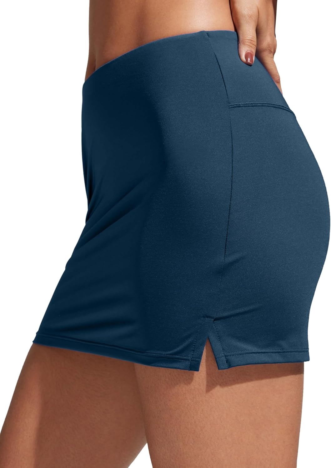 image:imageCRZ YOGA Womens High Waisted Swim Skirt A Line Swimsuit Skorts Side Slit Bathing Suit Bikini Bottoms with Built in BriefsInsignia Blue