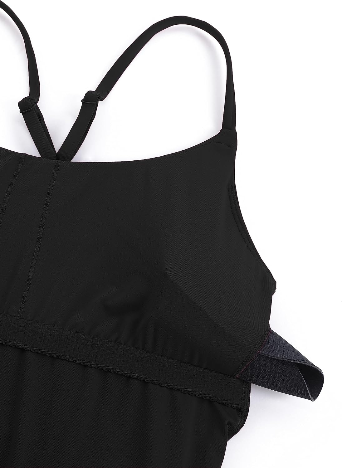 image:imageCRZ YOGA Womens One Piece Swimsuits Modest Swim Dress Tummy Control Adjustable YBack Straps Athletic Bathing Suit SwimwearBlack