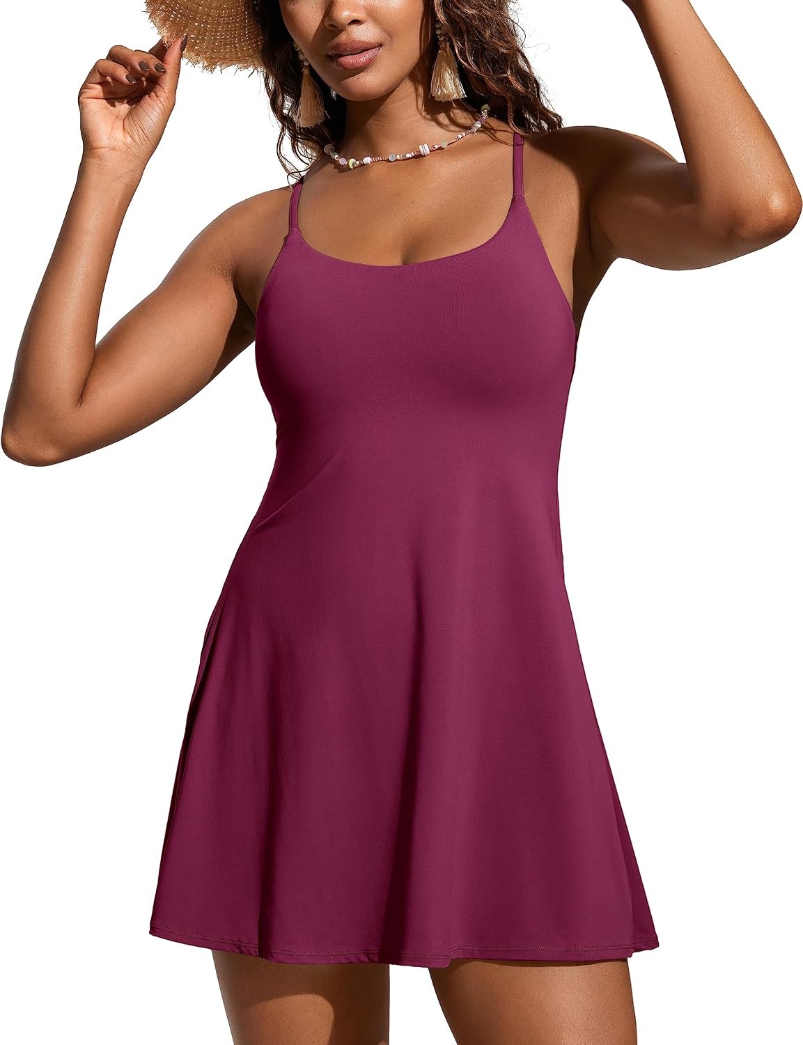 image:imageCRZ YOGA Womens One Piece Swimsuits Modest Swim Dress Tummy Control Adjustable YBack Straps Athletic Bathing Suit SwimwearFuchsia