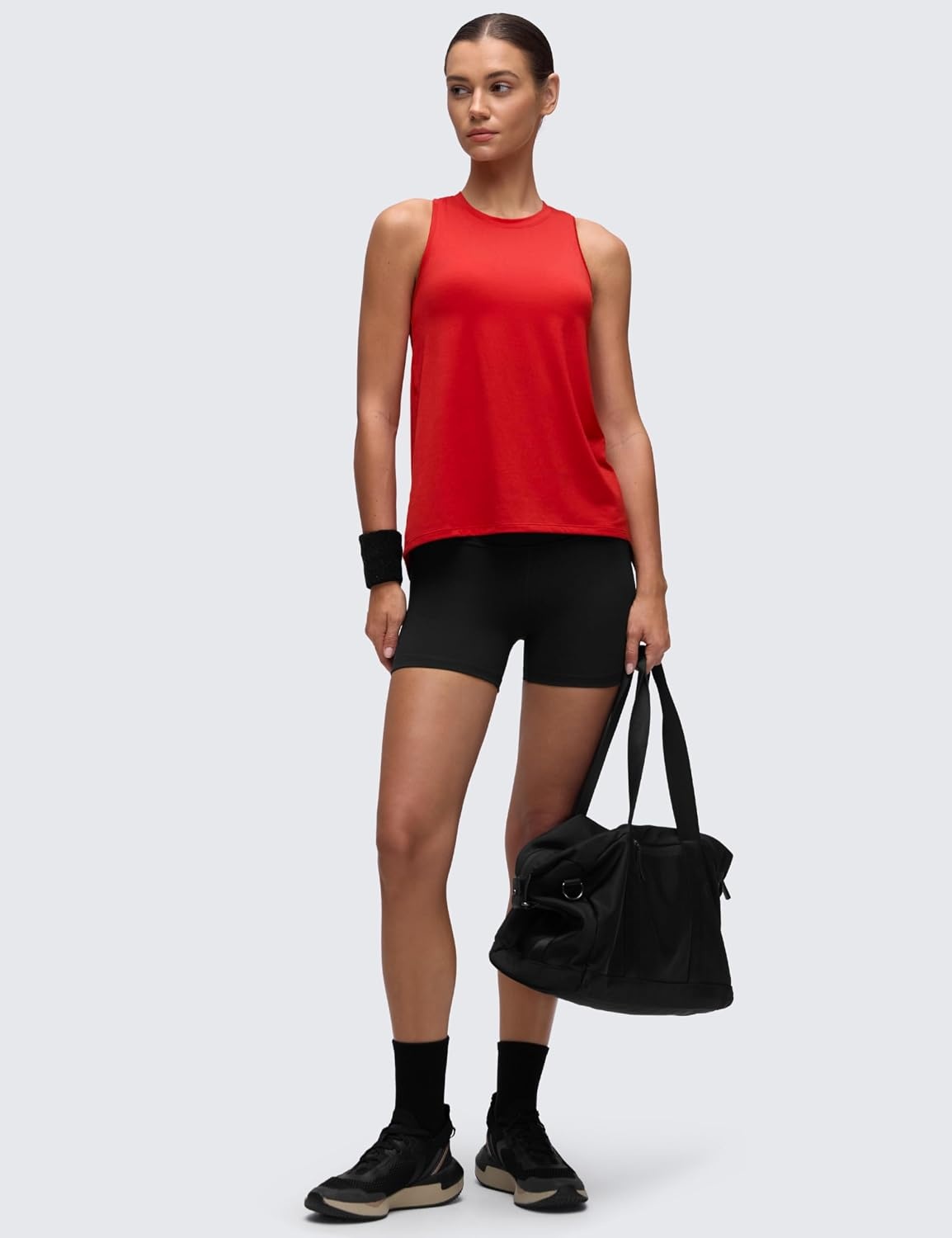image:imageCRZ YOGA Womens Racerback Yoga Tank Tops High Crewneck Soft Casual Workout Sleeveless Flowy ShirtsDeep Red