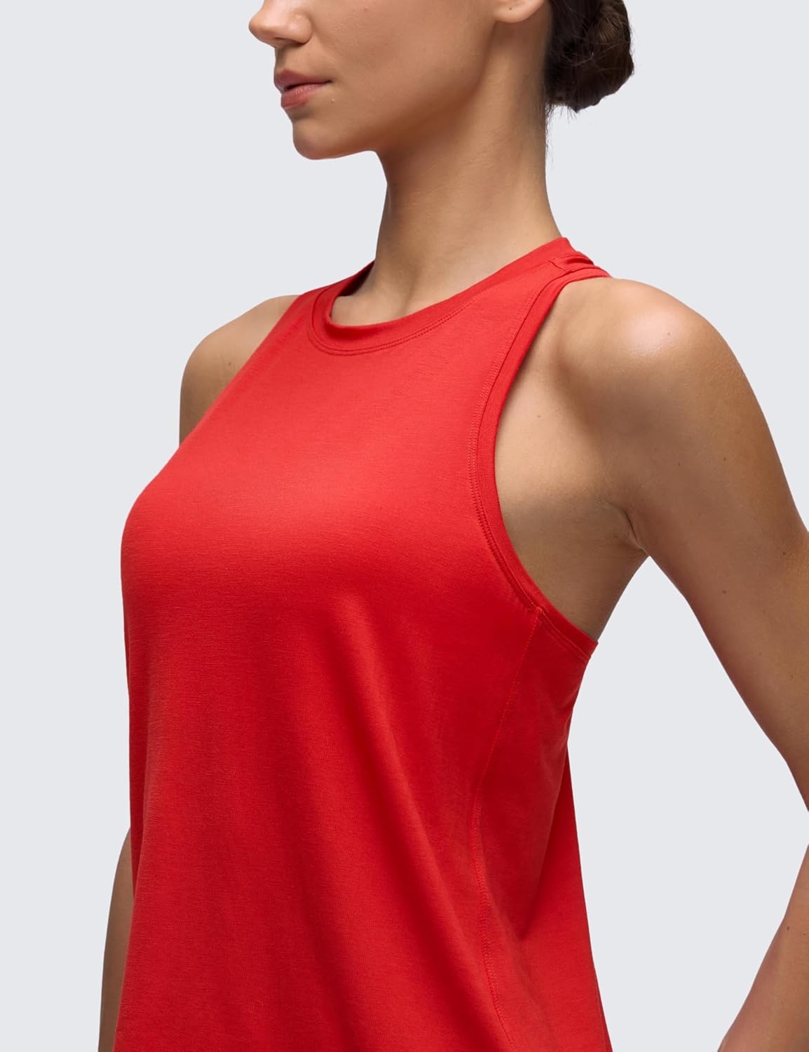 image:imageCRZ YOGA Womens Racerback Yoga Tank Tops High Crewneck Soft Casual Workout Sleeveless Flowy ShirtsDeep Red
