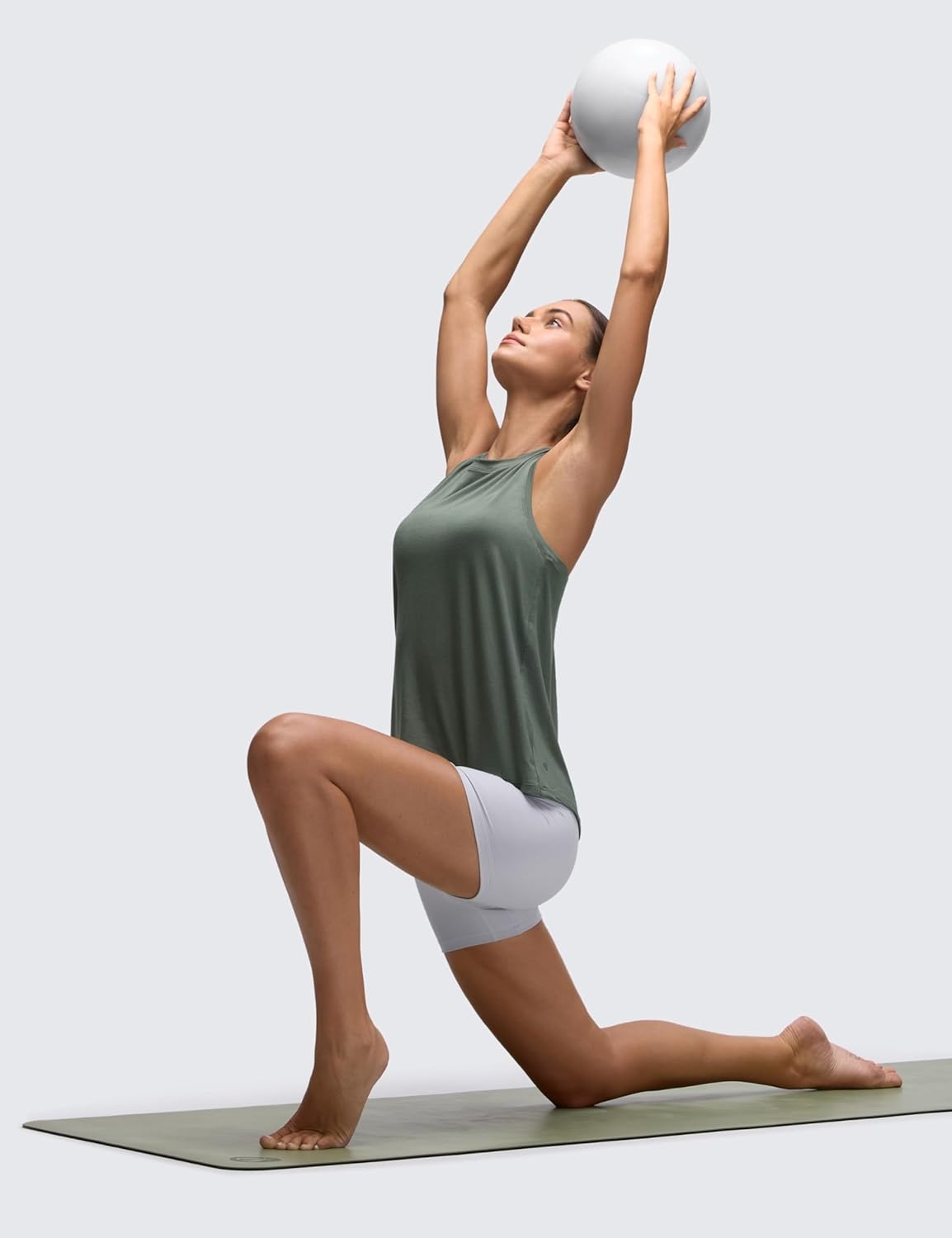 image:imageCRZ YOGA Womens Racerback Yoga Tank Tops High Crewneck Soft Casual Workout Sleeveless Flowy ShirtsGrey Sage