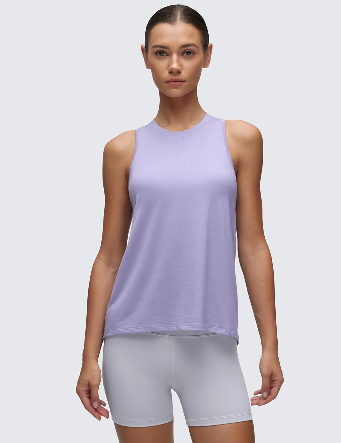 image:imageCRZ YOGA Womens Racerback Yoga Tank Tops High Crewneck Soft Casual Workout Sleeveless Flowy ShirtsLilac Lavender