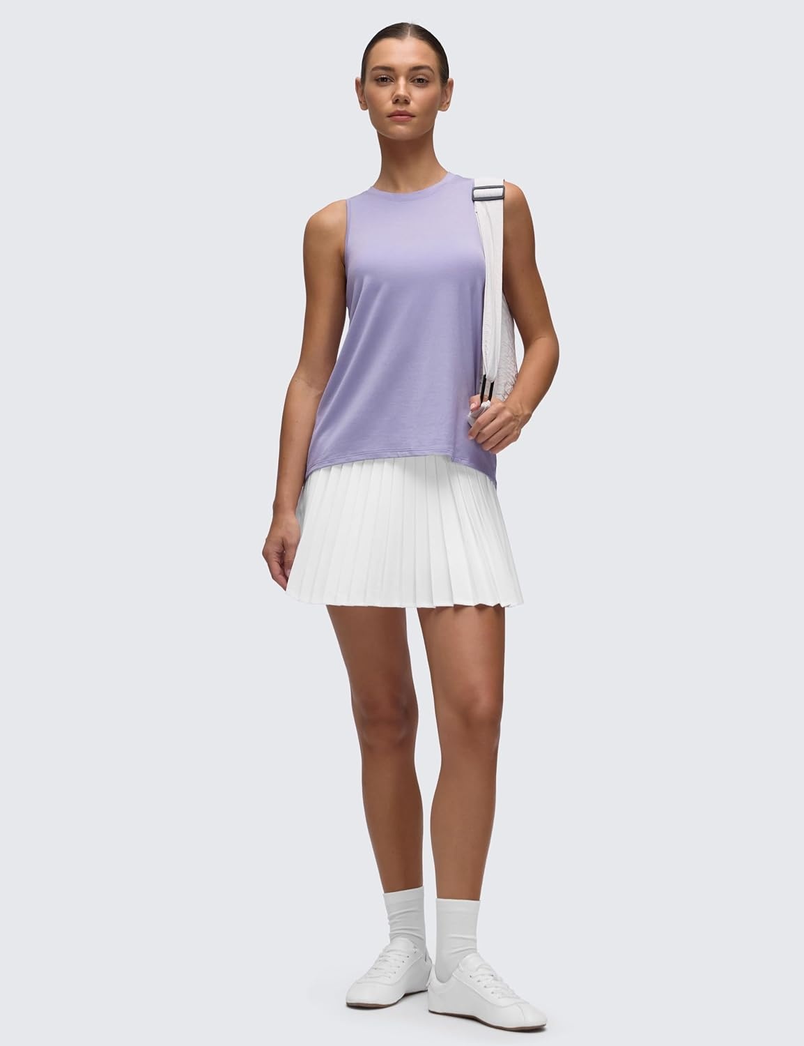 image:imageCRZ YOGA Womens Racerback Yoga Tank Tops High Crewneck Soft Casual Workout Sleeveless Flowy ShirtsLilac Lavender