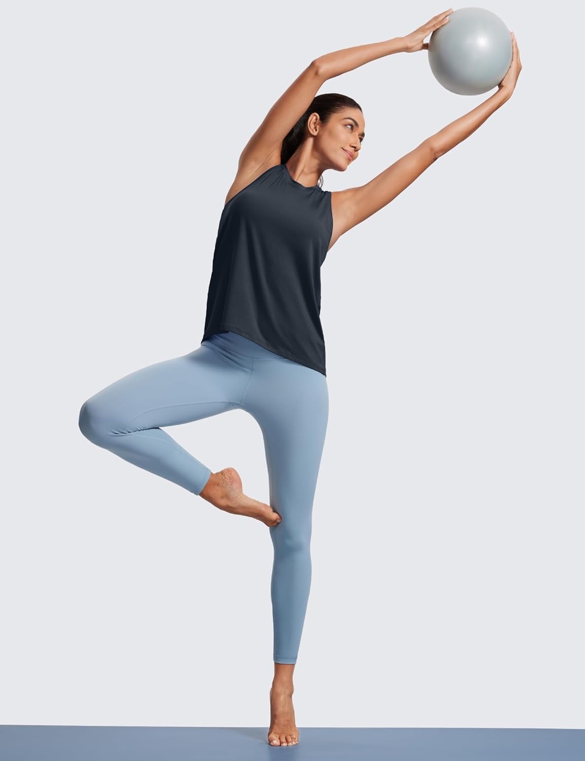 image:imageCRZ YOGA Womens Racerback Yoga Tank Tops High Crewneck Soft Casual Workout Sleeveless Flowy ShirtsTrue Navy