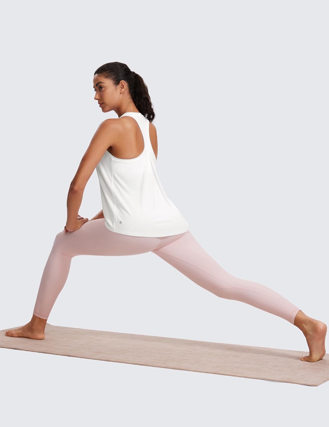 image:imageCRZ YOGA Womens Racerback Yoga Tank Tops High Crewneck Soft Casual Workout Sleeveless Flowy ShirtsWhite