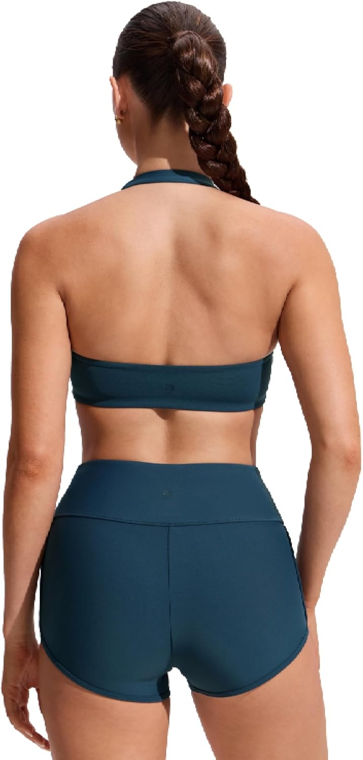 image:imageCRZ YOGA Womens Ruched Front Halter Bikini Tops Swim Bathing Suit Scoop Neck Backless Swimsuit PaddedInsignia Blue