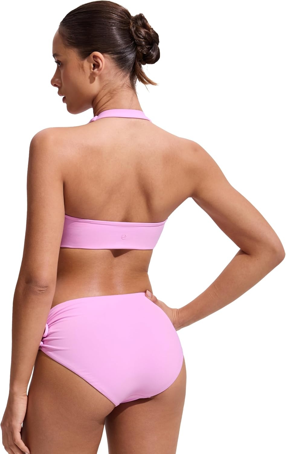 image:imageCRZ YOGA Womens Ruched Front Halter Bikini Tops Swim Bathing Suit Scoop Neck Backless Swimsuit PaddedVita Pink