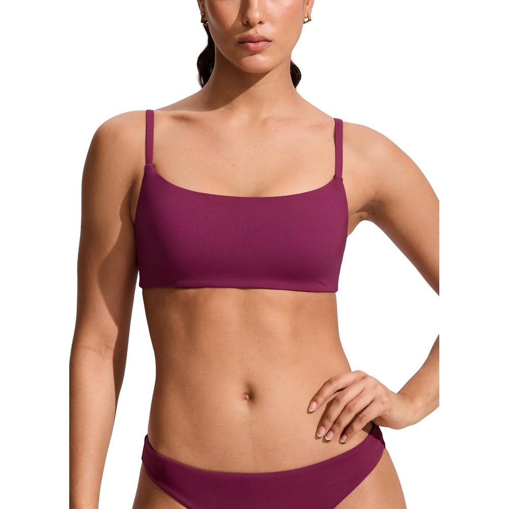 image:imageCRZ YOGA AC Scoop Neck Bikini Tops for Women Padded Adjustable Bathing Swimsuit Spaghetti Straps Swim Sports BraFuchsia