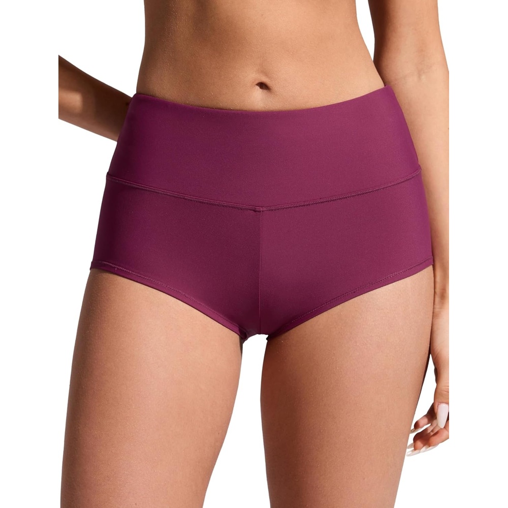 image:imageCRZ YOGA Boyshort Board Shorts for Women High Waisted Bathing Suit Bikini Bottoms Quick Dry Beach Trunks with LinerFuchsia