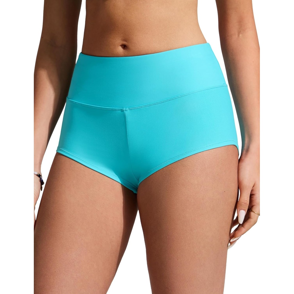 image:imageCRZ YOGA Boyshort Board Shorts for Women High Waisted Bathing Suit Bikini Bottoms Quick Dry Beach Trunks with LinerTurquoise