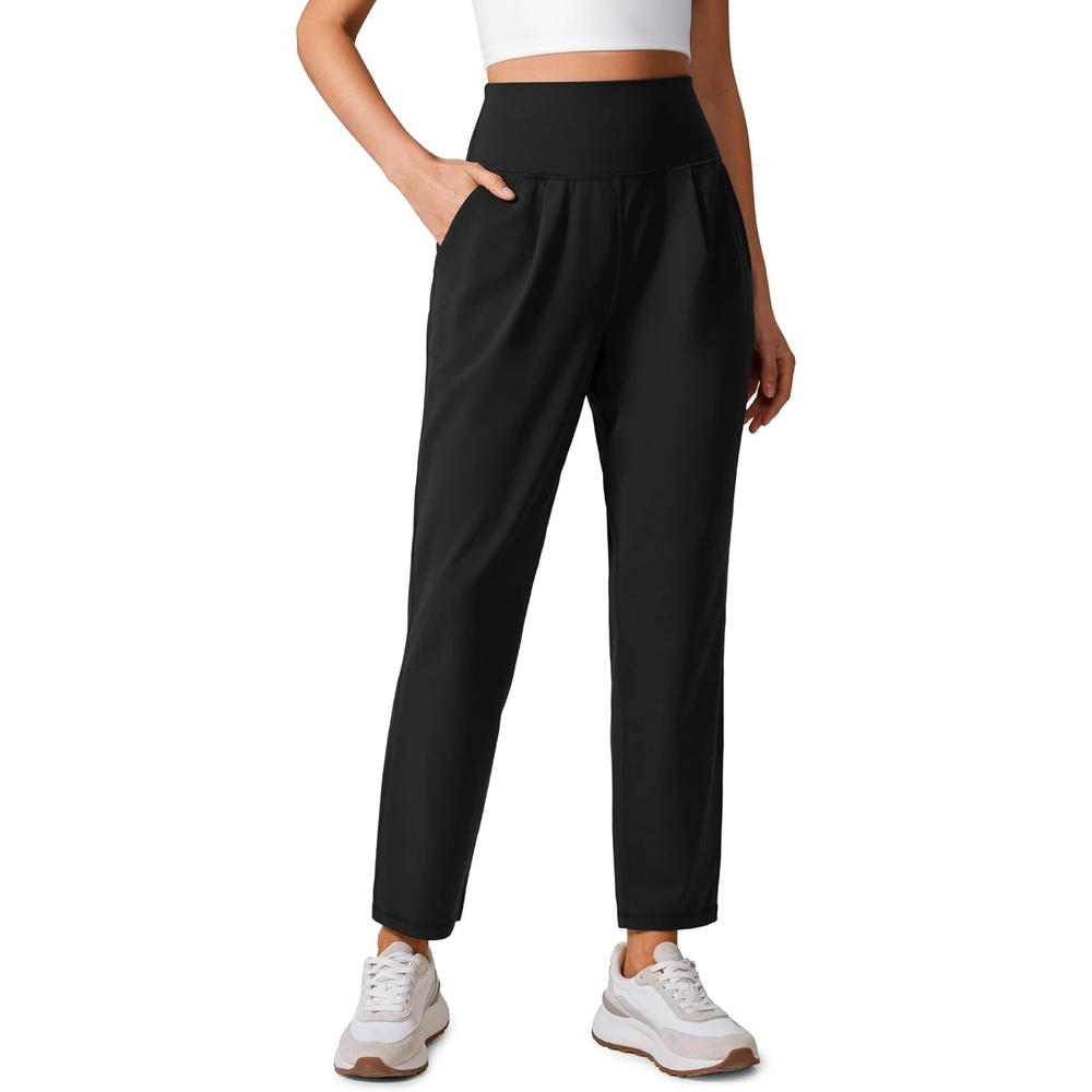 image:imageCRZ YOGA Butterlift Ankle Yoga Pants for Women 27 78 Tapered Front Pleated for Lounge Travel with PocketsBlack