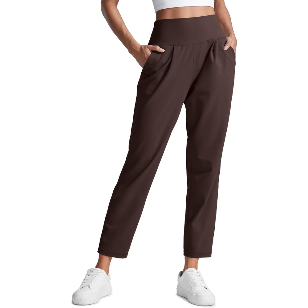 image:imageCRZ YOGA Butterlift Ankle Yoga Pants for Women 27 78 Tapered Front Pleated for Lounge Travel with PocketsHot Fudge Brown