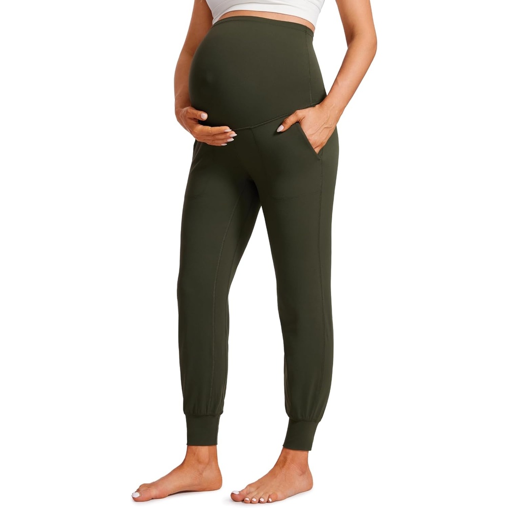 image:imageCRZ YOGA Butterluxe Maternity Joggers Pockets 27 Workout Active Yoga Pregnancy Womens Pants Over The Belly SoftOlive Green