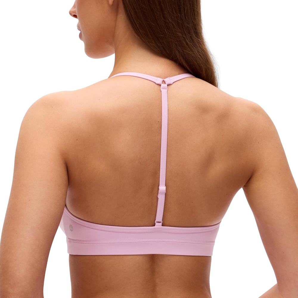 image:imageCRZ YOGA Butterluxe Soft Double Lined TBack Sports Bras for Women V Neck Adjustable Strap Yoga Crop Top Casual Non PaddedVita Pink