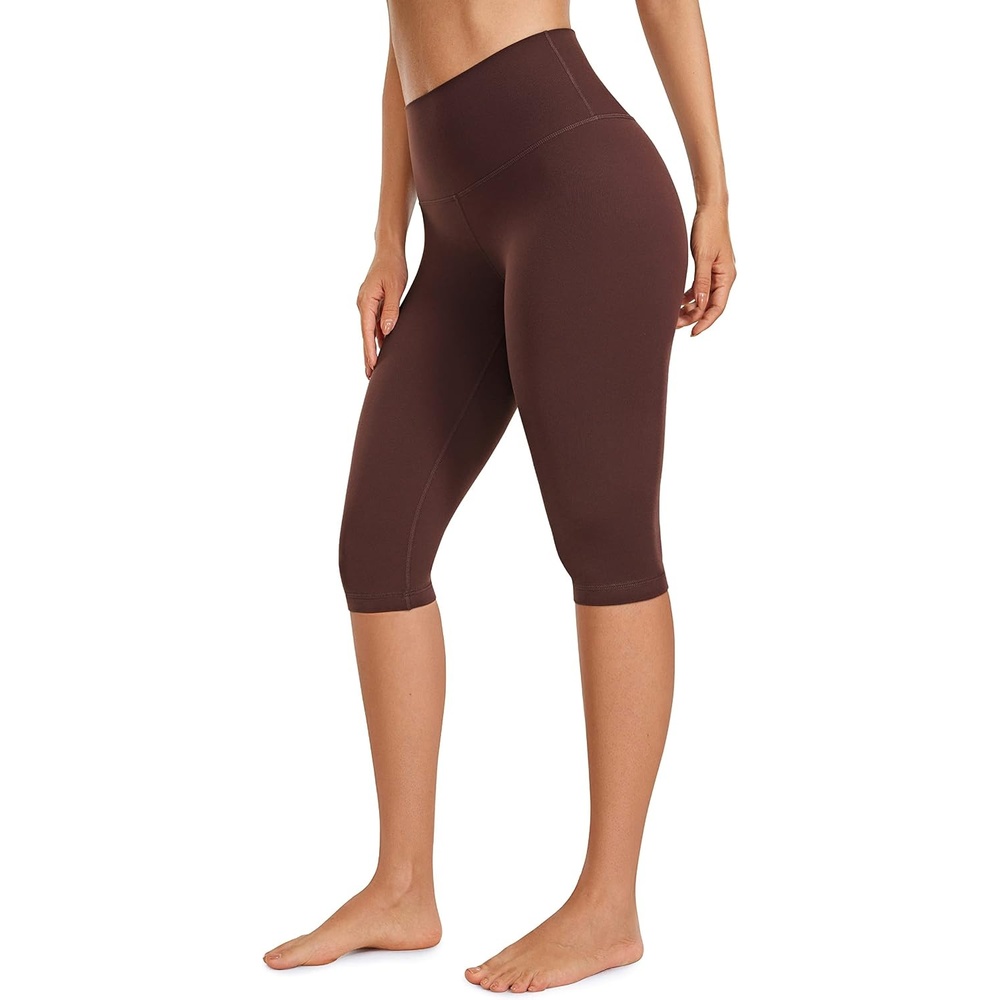image:imageCRZ YOGA Butterluxe Womens Capri Leggings 145 Knee Length High Waisted Summer Workout Buttery Soft PantsTaupe
