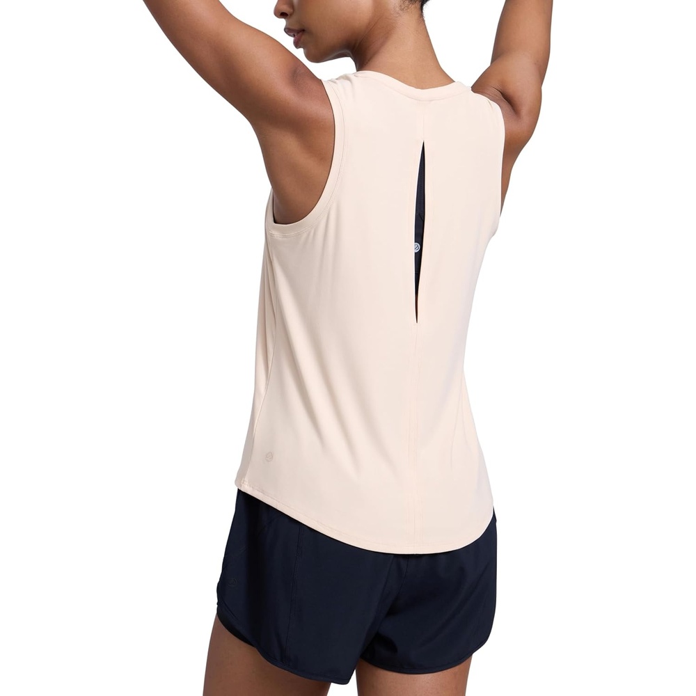 image:imageCRZ YOGA Cloudweight Open Back Workout Tops for Women Lightweight High Neck Athletic Gym Tank Soft Running Sleeveless ShirtsWhite Opal