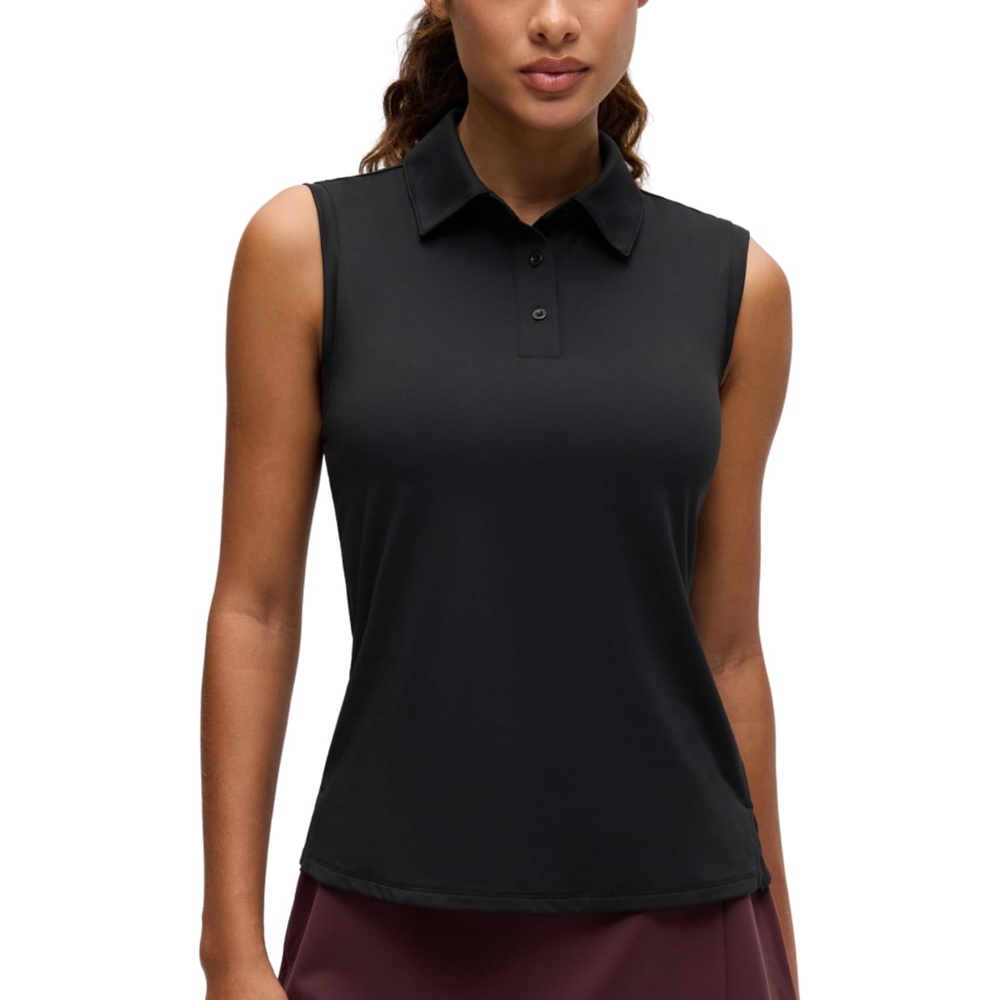 image:imageCRZ YOGA Golf Polo Shirts Sleeveless for Women UPF 50 Sun Protection Tennis Athletic Collared Tanks Lightweight Quick DryBlack